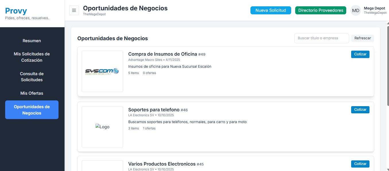 Panel de Oportunidades